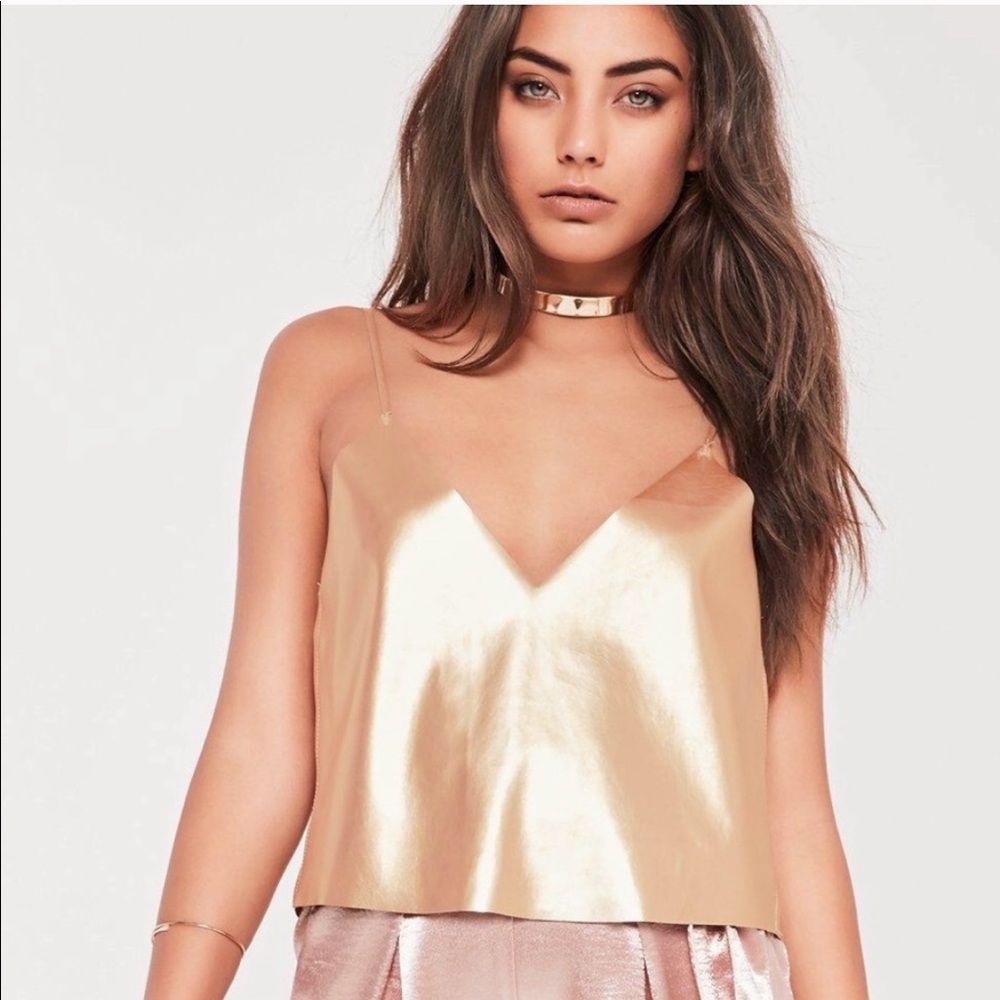 Misguided Metallic Gold crop top